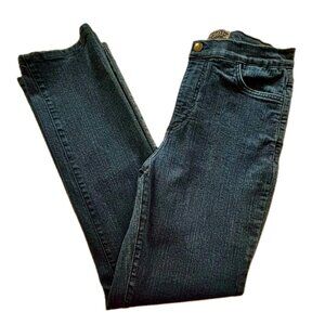 NYDJ Jeans Lift Tuck Mid-Rise Straight Leg Dark Wash Jeans Wms Sz 6/ 28"x29" EUC